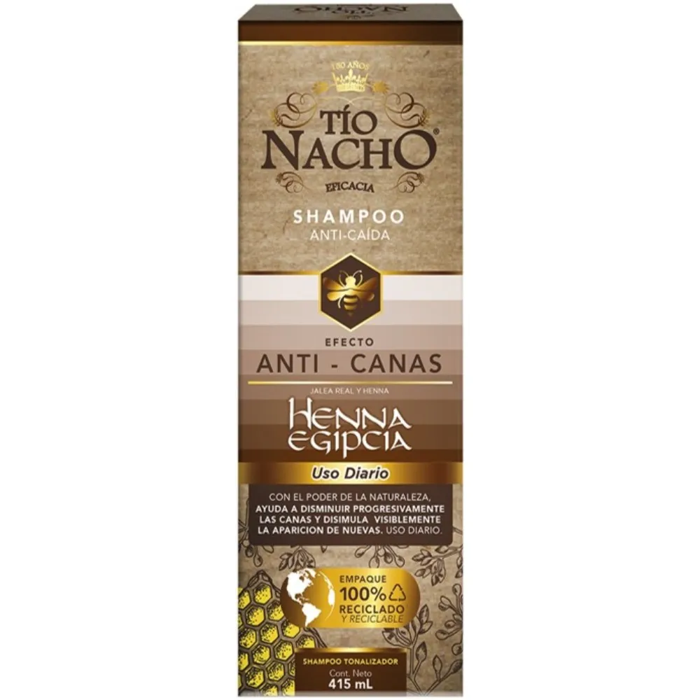 SHAMPOO ANTI CAIDA TIO NACHO ANTI CANAS HENNA EGIPCIA FRASCO X 415 ML