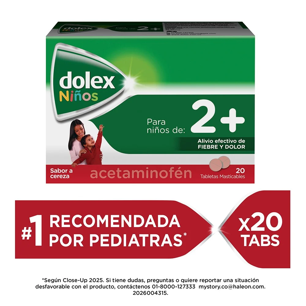 DOLEX 2+ MASTICABLE CAJA X 20 TABLETAS (HALEON)