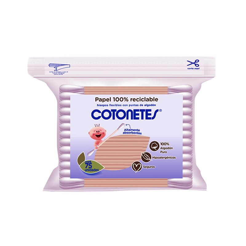 HISOPOS FLEXIBLES CON PUNTA DE ALGODON COTONETES 75 UND