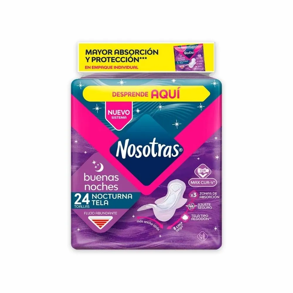 TOALLAS NOSOTRAS BUENAS NOCHES NOCTURNA CLASICA X 24 UND
