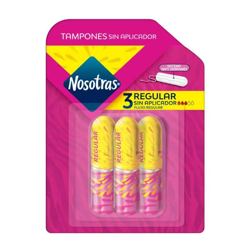 TAMPONES NOSOTRAS REGULAR SIN APLICADOR X 3 UND