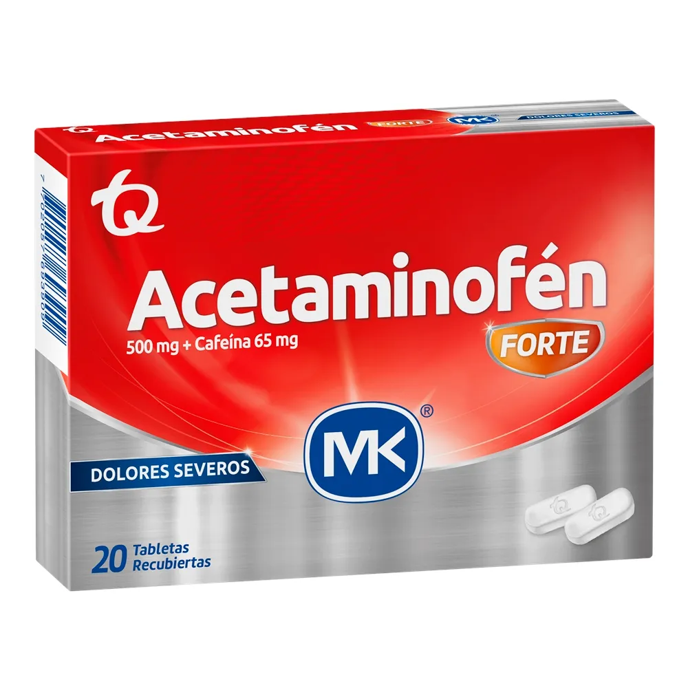 ACETAMINOFEN 500 MG + CAFEINA 65MG FORTE CAJA X 20 TABLETAS (MK)