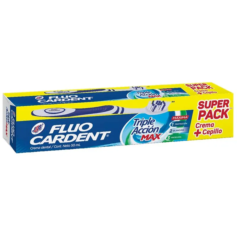 CREMA DENTAL FLUOCARDENT + CEPILLO PARA ADULTO X 50 ML