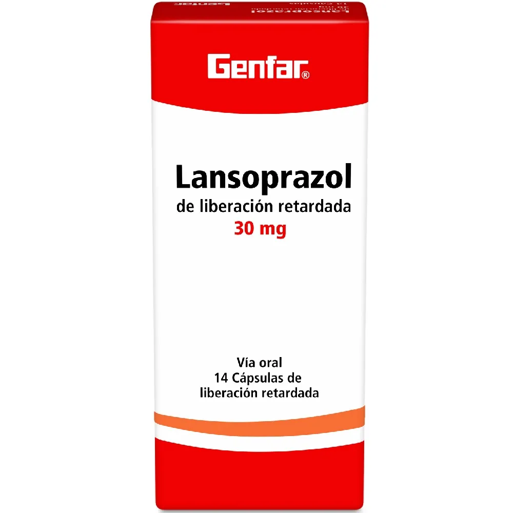 LANSOPRAZOL 30MG CAJA X 14 CAPSULAS DE LIBERACION RETARDADA GENFAR)