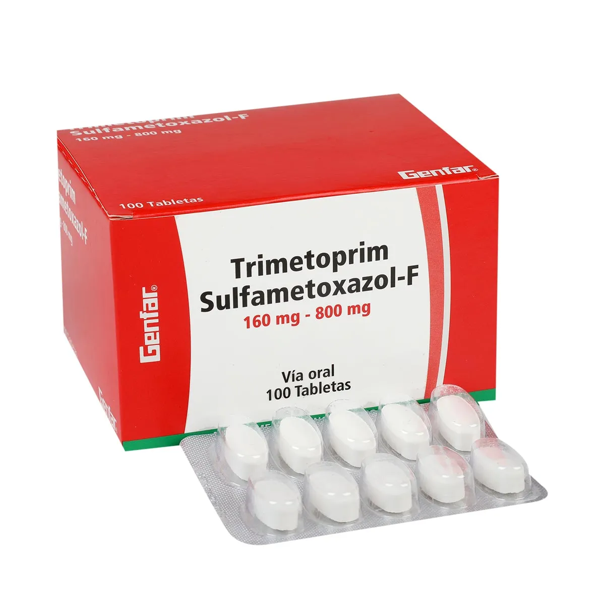 TRIMETOPRIM SULFAMETOXAZOL 160 MG 800 MG CAJA X 100 TABLETAS (GENFAR)