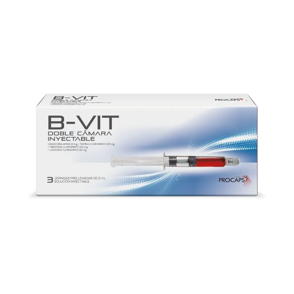 B-VIT DOBLE CAMARA JERINGA PRELLENADA 2ML SOLUCION INYECTABLE CAJA X 3 UND (PROCAPS)
