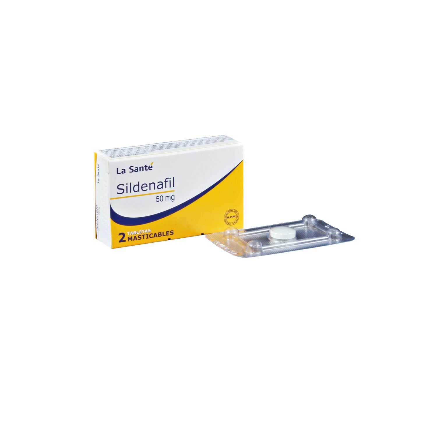 SILDENAFILO MASTICABLE 50 MG CAJA X 2 TABLETAS (LA SANTE)