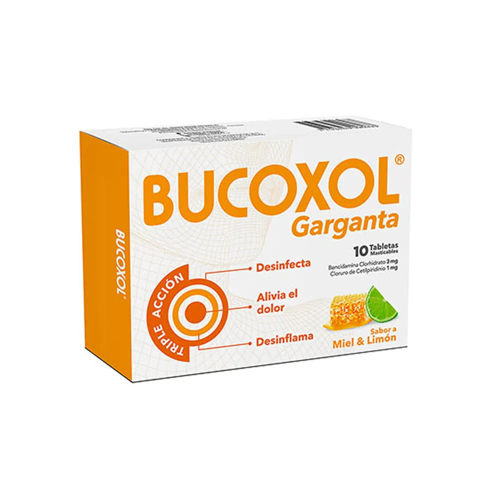 BUCOXOL GARGANTA MIEL & LIMON CAJA X 10 TABLETAS