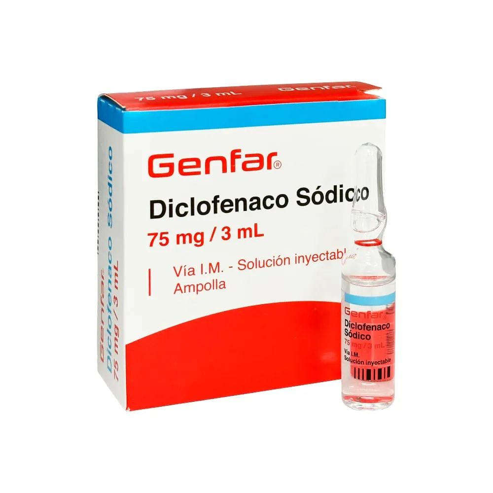 DICLOFENACO 75MG/3ML SOLUCION INYECTABLE CAJA X 10 AMPOLLAS (GENFAR)