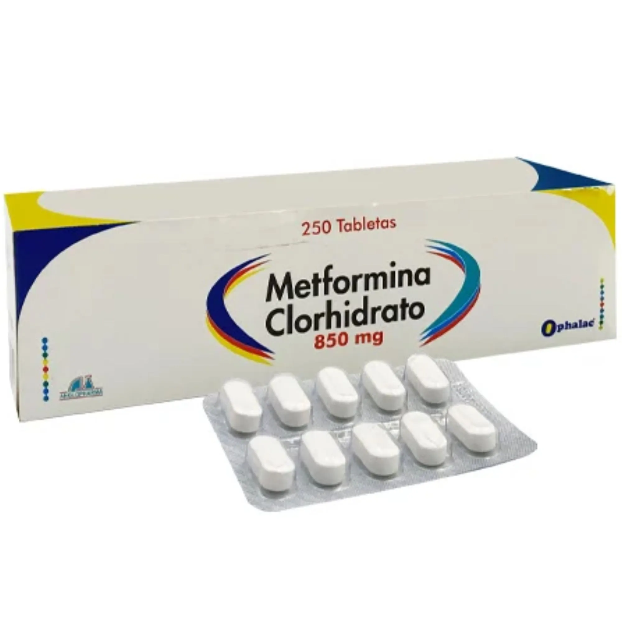 METFORMINA CLORHIDRATO 850 MG CAJA X 300 TABLETAS (ANGLOPHARMA)