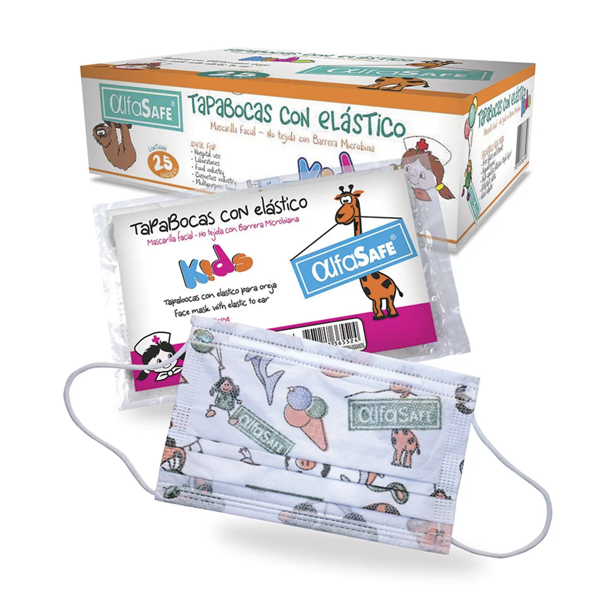 TAPABOCA PEDIATRICO NIÑO CAJA X 25 UND (S/M)