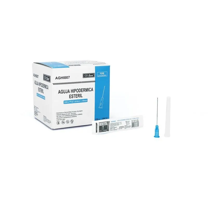 AGUJAS HIPODERMICA ESTERIL 23G X 1" CAJA X 100 UND (ALFASAFE)