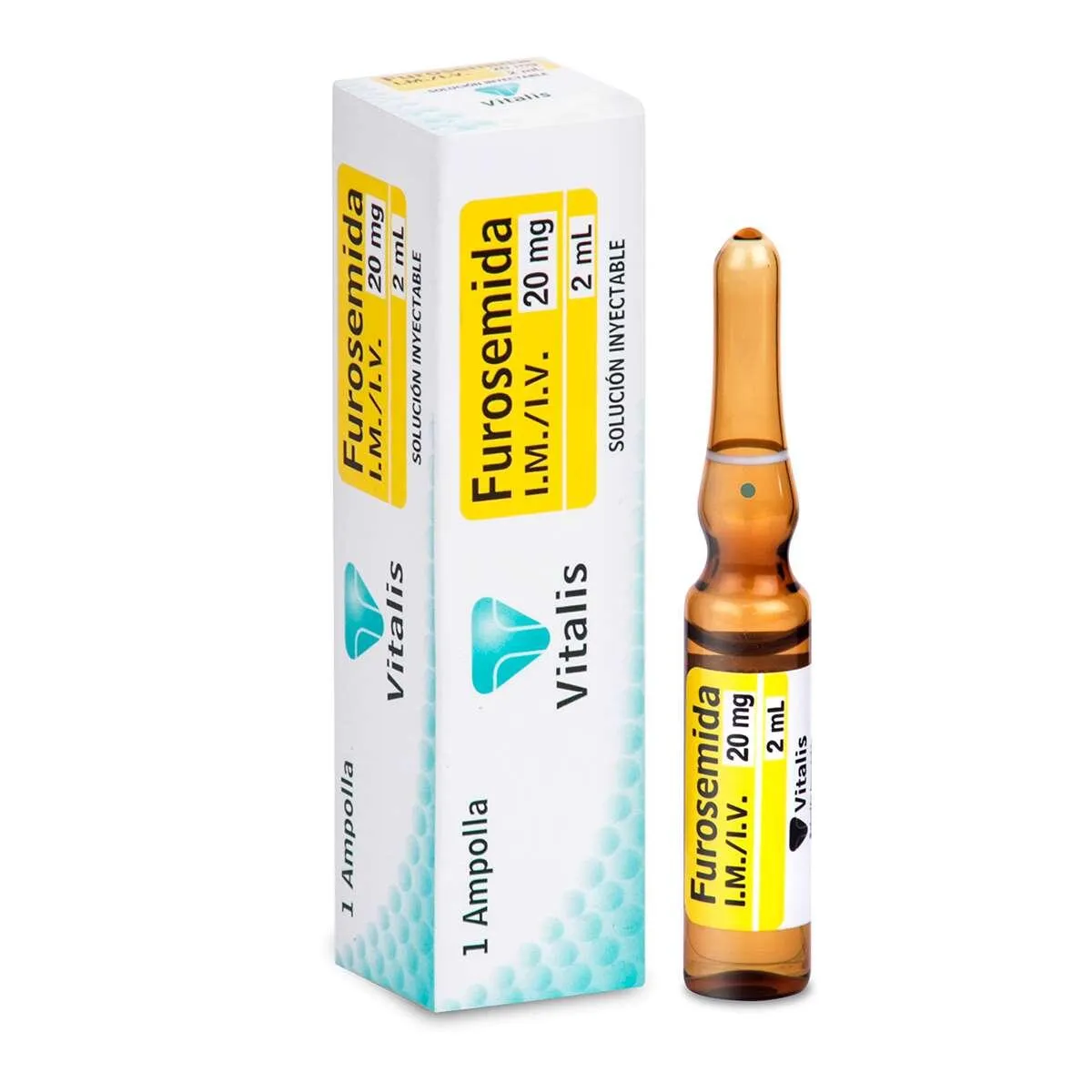 FUROSEMIDA 20 MG SOLUCION INYECTABLE X 1 AMPOLLA (VITALIS)