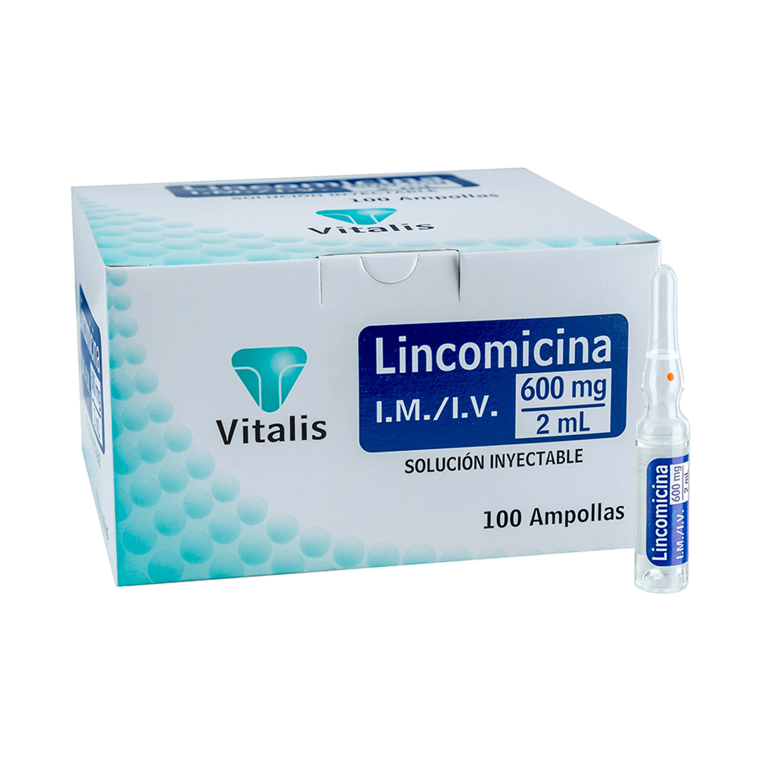 LINCOMICINA 600 MG/ 2ML SOLUCION INYECTABLE CAJA X 100 AMPOLLLAS (VITALIS)